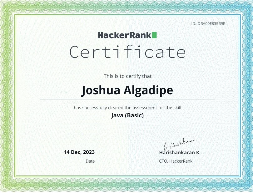 Java Basic Certificate