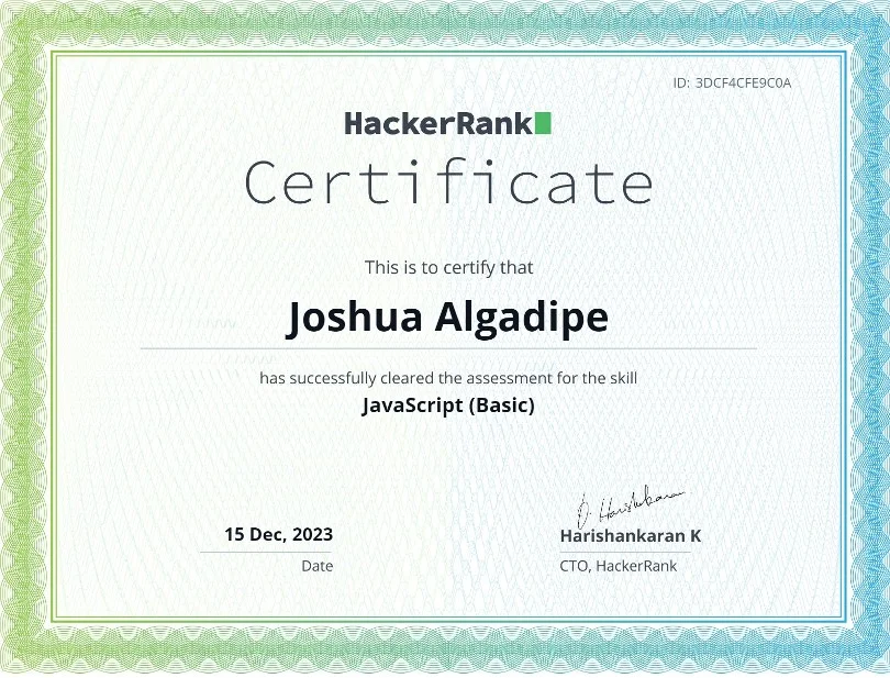 Javascript Basic Certificate