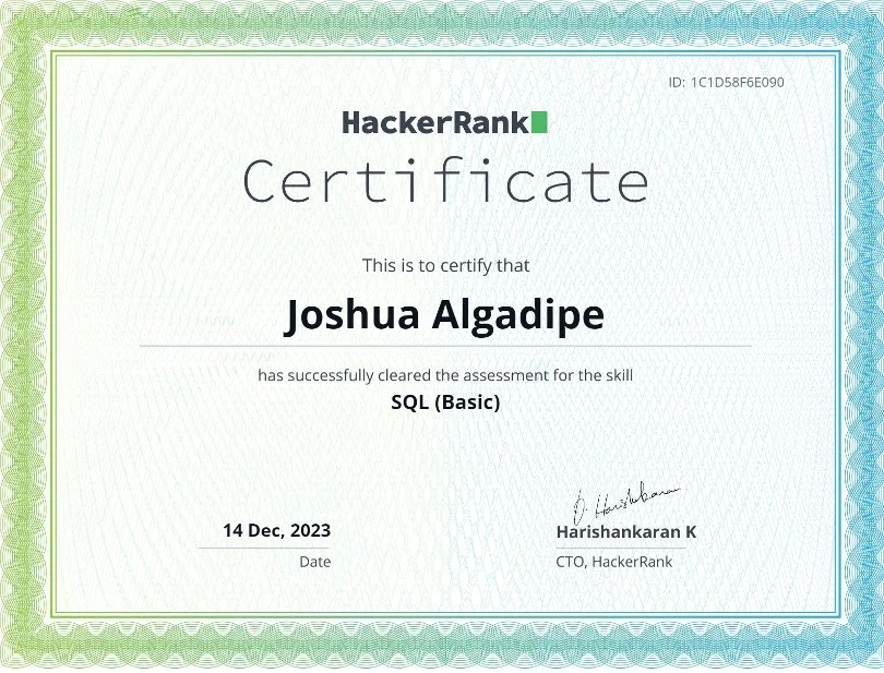 SQL Basic Certificate